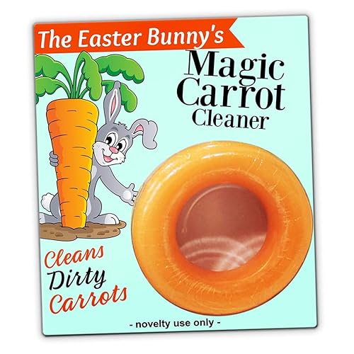 Limpiador mágico de zanahorias de The Easter Bunny - Jabón novedoso para hombres - Conejito de Pascua con diseño de zanahoria grande - Jabón circular
