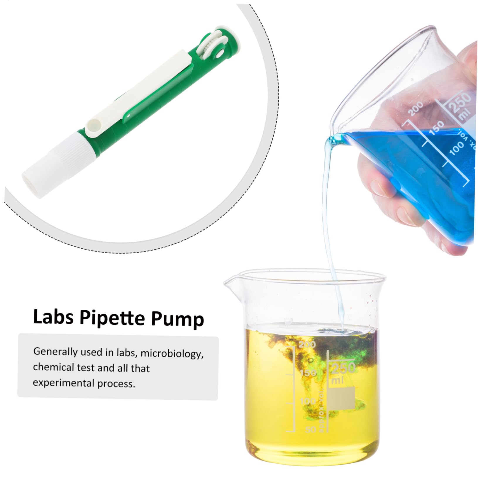 Pompe à Pipettes de Laboratoire Manuelle 2ml en Plastique Vert | Utilisation Main, Remplissage Précis, Accessoire pour Travaux Scientifiques