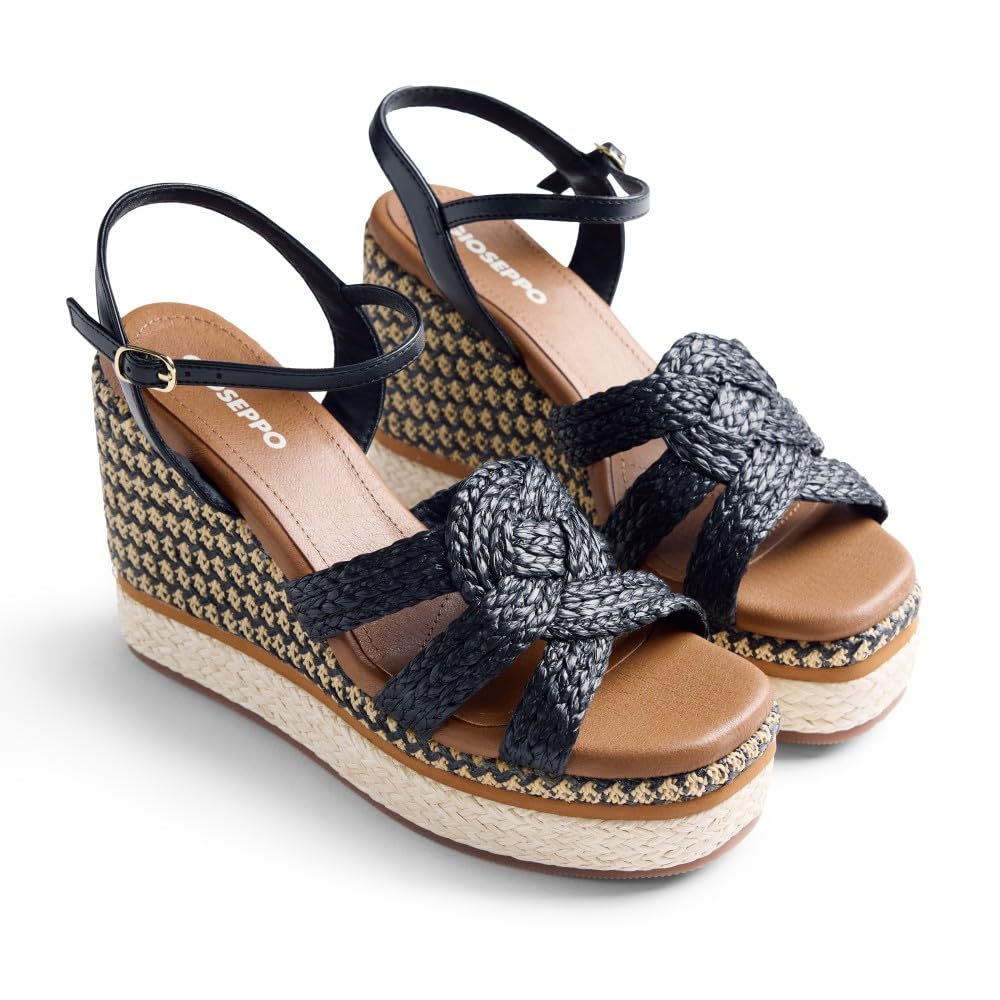 GIOSEPPO Women's Karatina T-Strap, Black/White, 3.5 UK