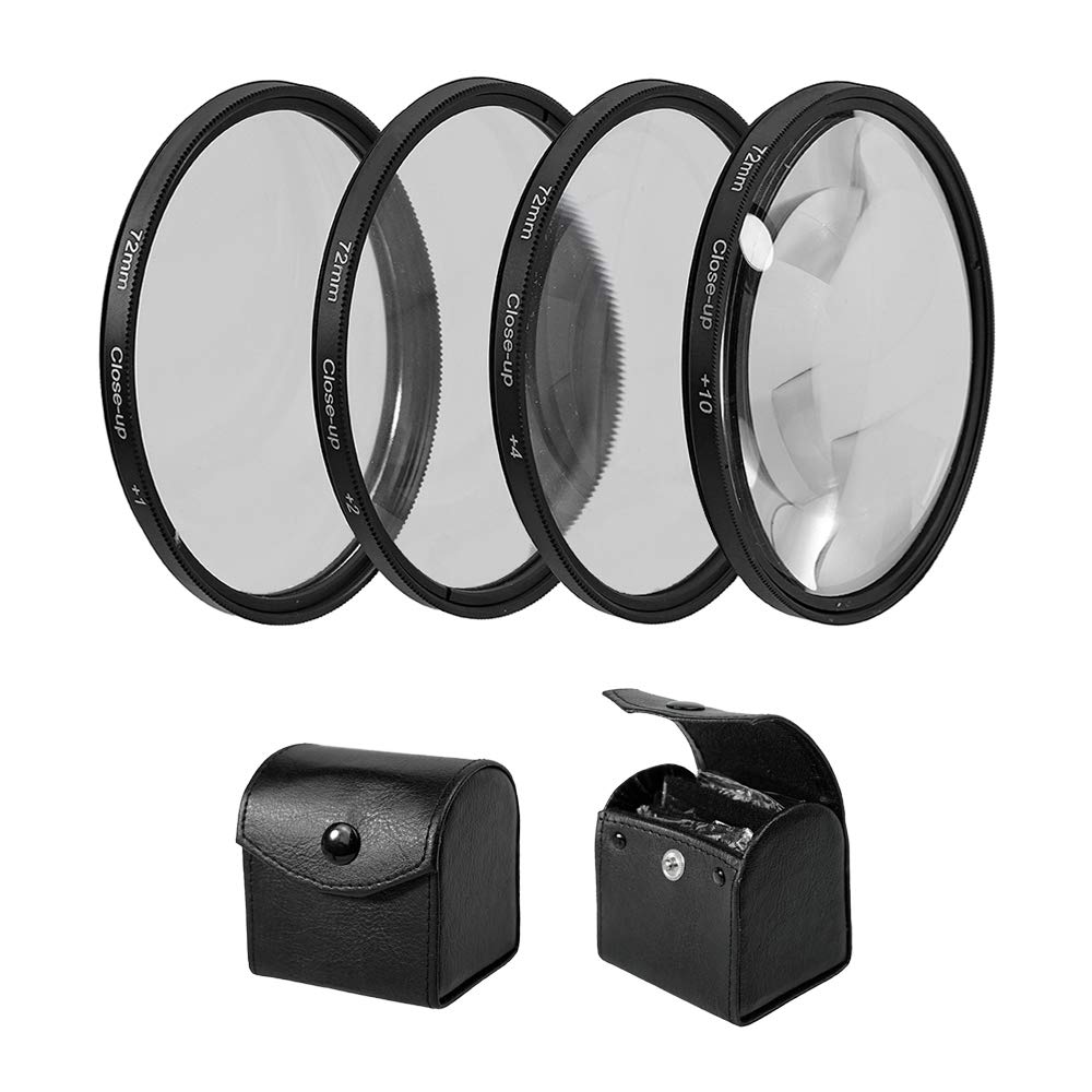 LingoFoto Close-Up Lens Filter Kit 37/39/40.5/43/46/49/52/55/58/62/67/72/77/82mm Macro Filter Set 4 Pieces(+1,+2,+4,+10) Macro Filter Accessory Kits (72mm)