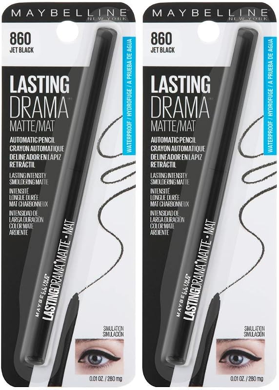 Eyestudio Lasting Drama Lápiz de gel mate resistente al agua Delineador de ojos negro, negro azabache, 2 unidades