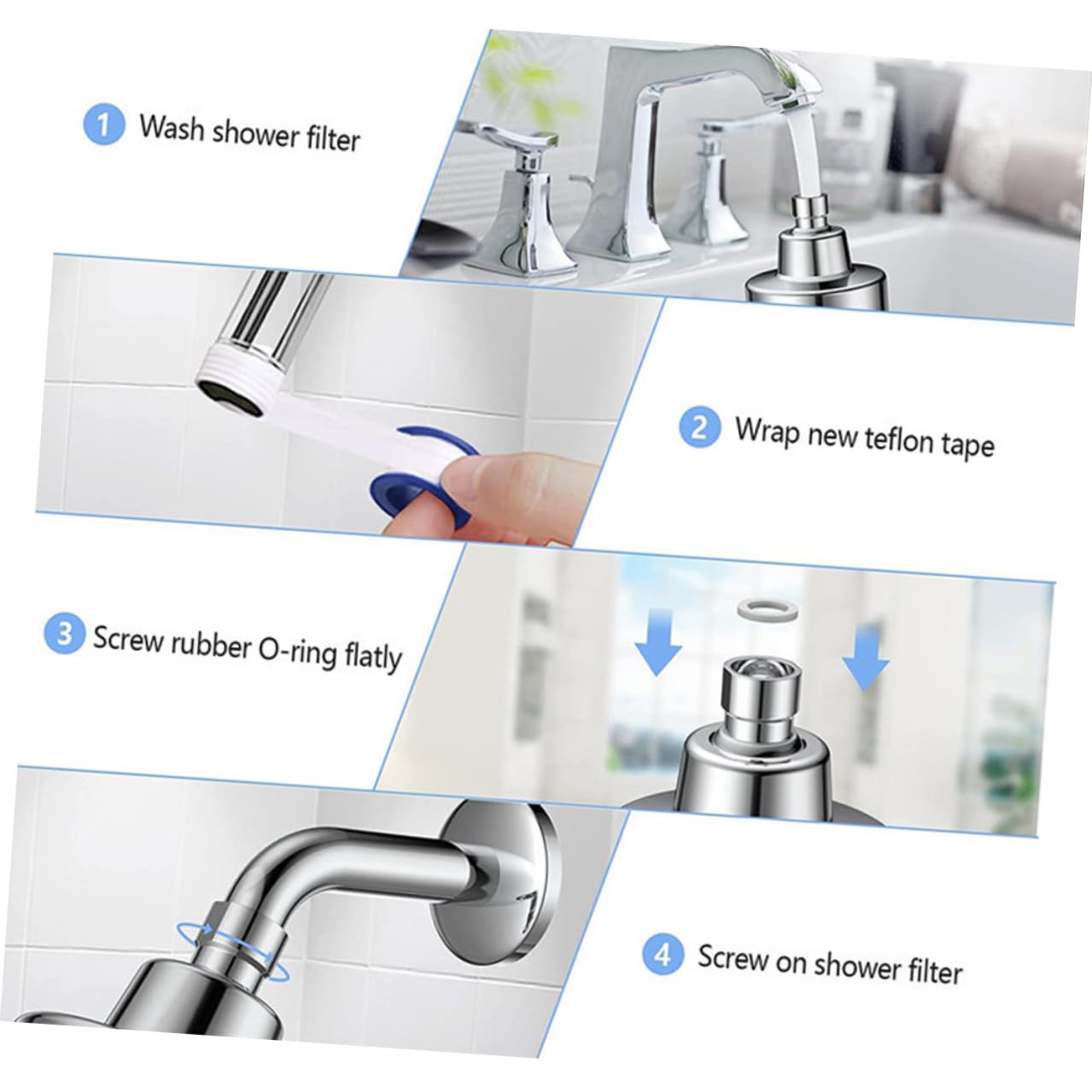 Duschkopf Wasserfilter Silber aus Abs und Metall für Dusche