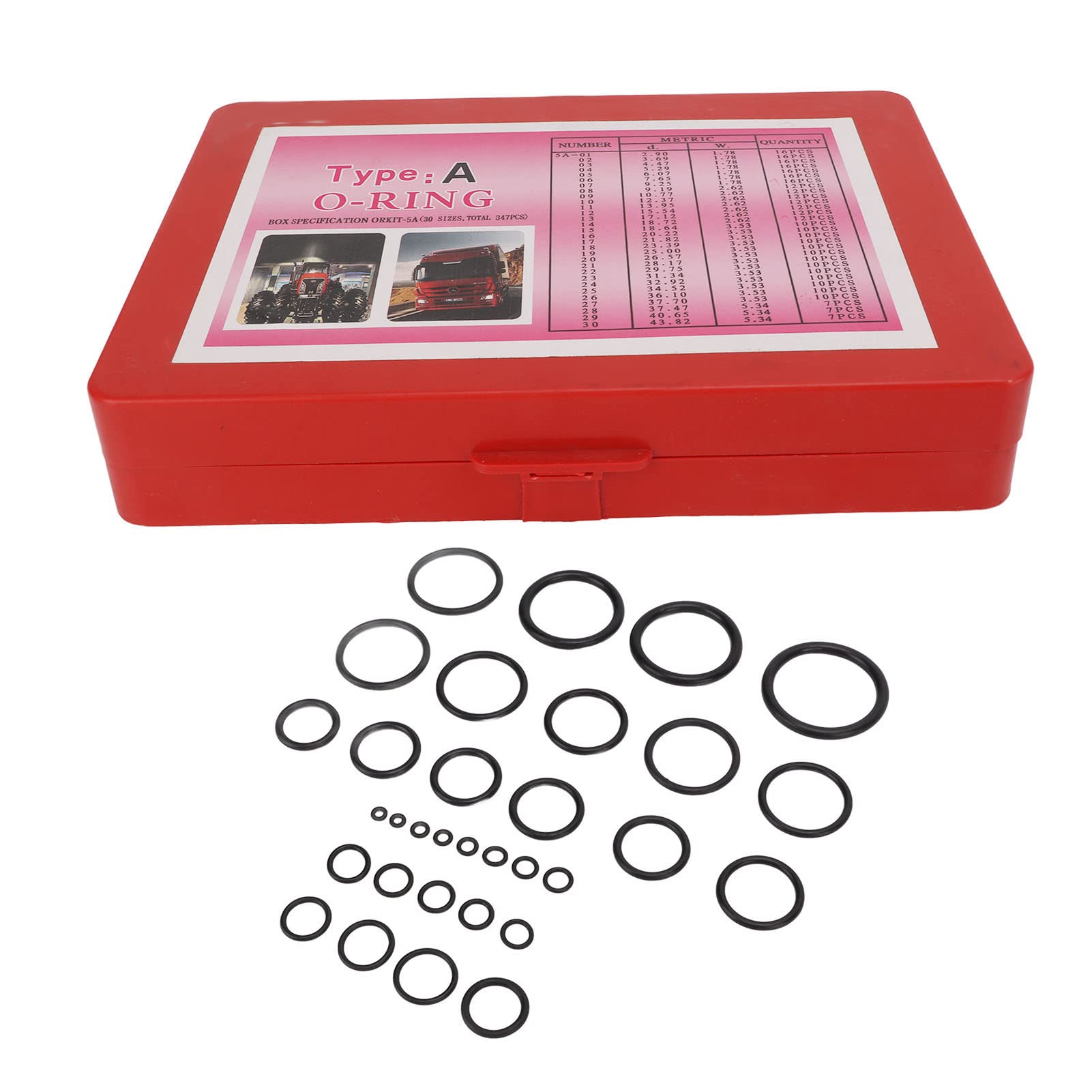 Kit de juntas tóricas universales, 347 piezas Kit de sellos de juntas tóricas de goma Juego surtido de juntas de arandela universal para maquinaria de grifos de tuberías