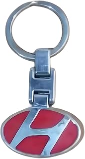 Double Sided Logo Car Keychain Suitable for Hyundai, Red, Metal