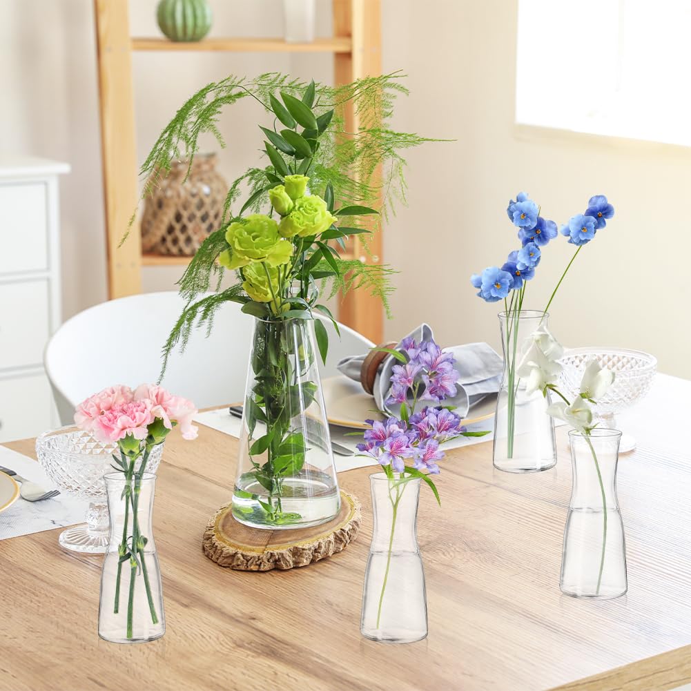 Piccoli vasi in vetro per decorazione da tavolo, mini vasi trasparenti piccoli 12 vasi per fiori moderni, minimalisti, in vetro, per matrimoni, compleanni, feste, tavolo da pranzo, decorazione da