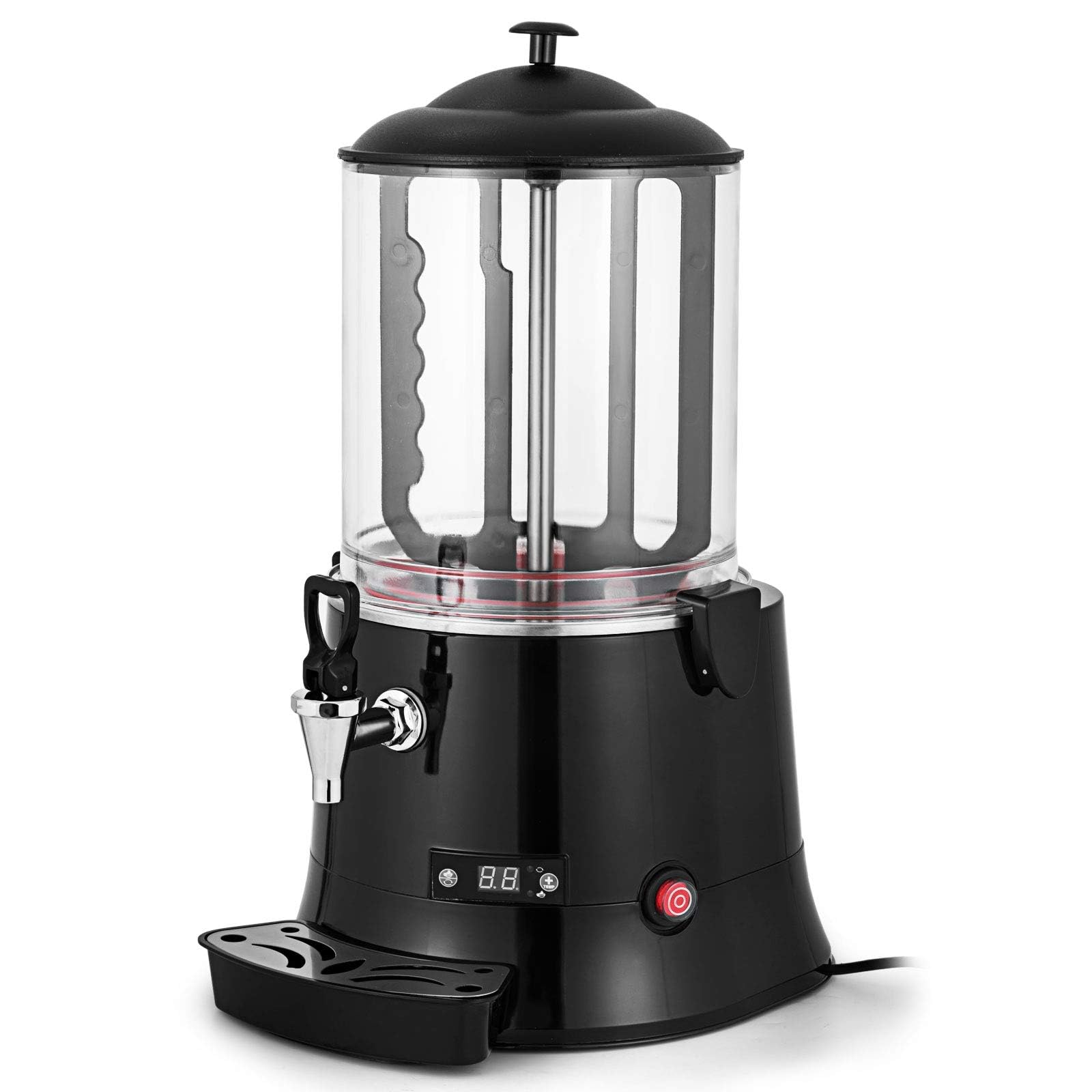 VEVOR Machine à Chocolat Chaud 10L Distributeur Chocolat Chaud Professionnel 400W Chocolatière Pro 30-90℃ Distributeur LED avec Plateau Égouttoir pour Boisson Chaude Café Lait Soja Maison Restaurant