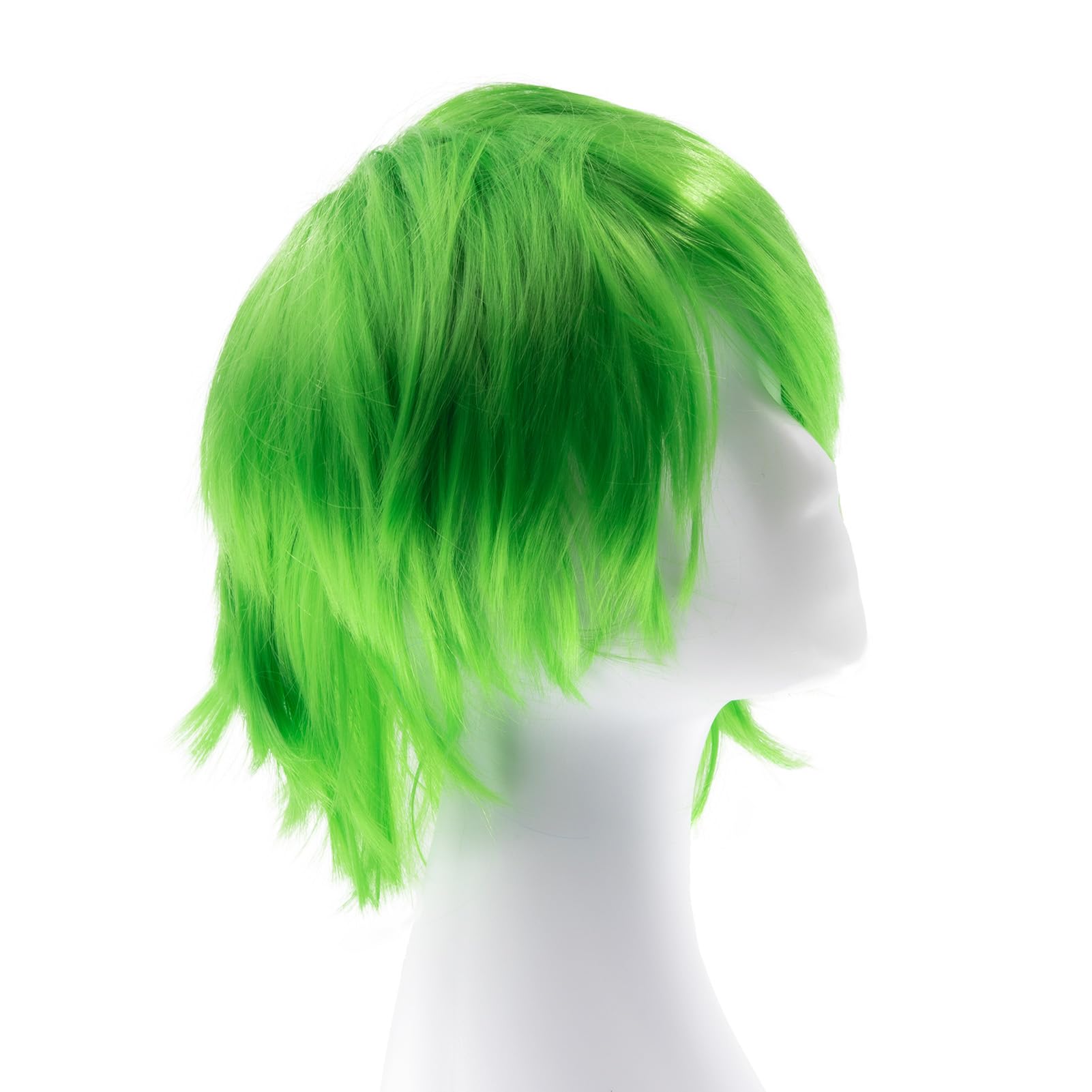 Dcbaboo Green Short Curly Wig 12" Natural Fluffy Layered Straight Hair for Men/Women - Image 2
