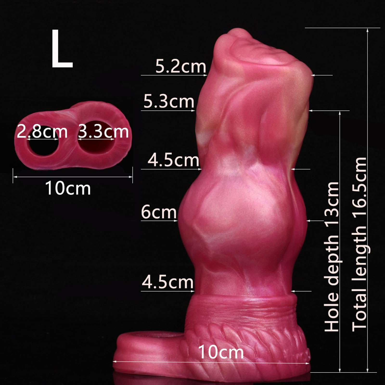 Manchon de pénis monstre en silicone SM, manchon de pénis monstre avec anneau de testicule, jouet sexuel for point G for hommes et couples(L)