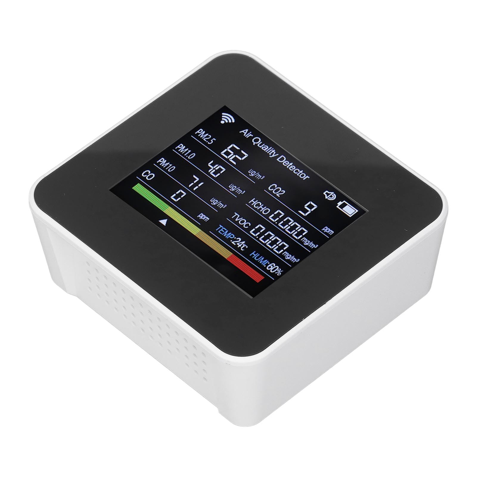 Air Quality Monitor, Indoor Air Quality Monitor with Digital Display CO2 HCHO TVOC PM2.5 CO Tester for Home Use, Indoor Air Quality Meters