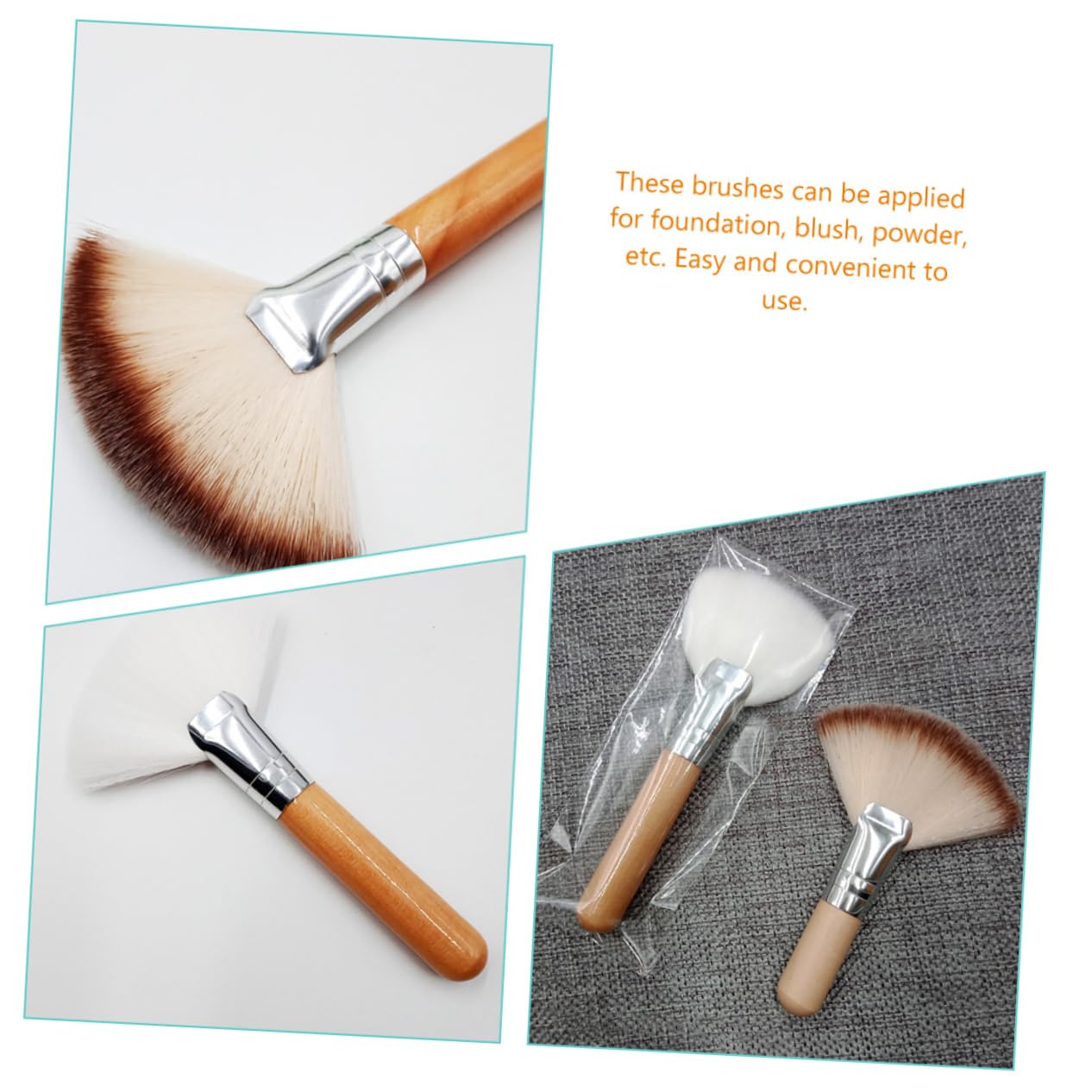 FRCOLOR 5 Set Di Strumenti Per Il Trucco Con Manico Corto Set Di Pennelli Per Il Viso Per Donne Tocco Setoso 4 Pezzi*5