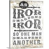 CANVAS ON DEMAND As Iron Sharpens Iron Canvas Wall Art Print by Peter Horjus, Typography, Retro, Home Decor, Scripture, Passage Artwork, 30' x40in