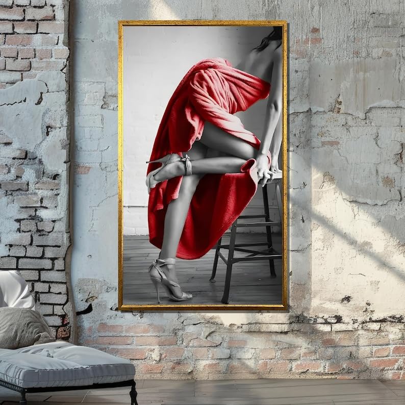 Tableau nu minimaliste Couverture rouge déco moderne chambre