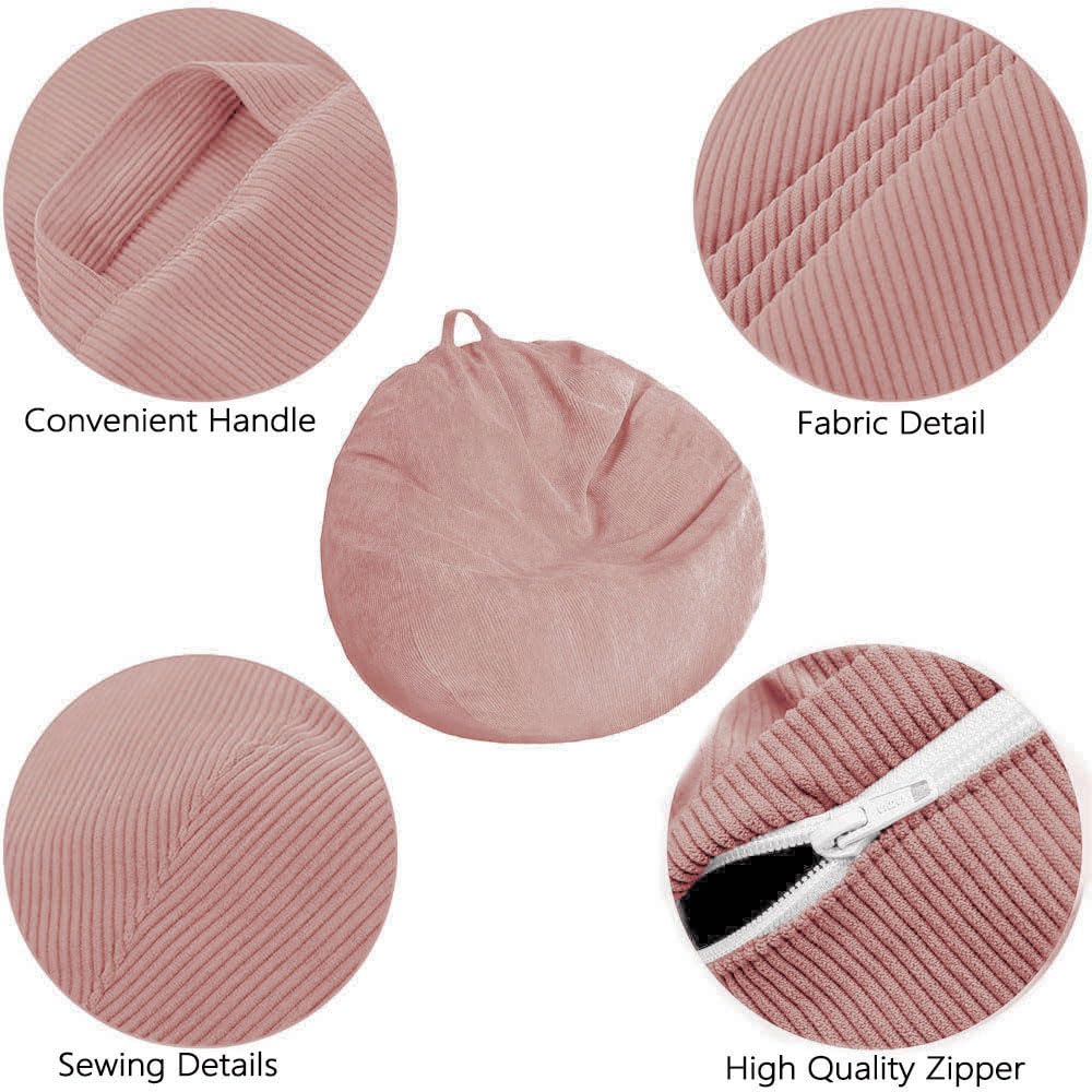 Kisoy Bean Bag Chair Cover (No Filler) Stuffed Animal Storage, Washable Ultra Soft Corduroy, Sack Bean Bag for Organizing Plush Toys or Textile, Pets Dogs/Cats, Lazy Beds