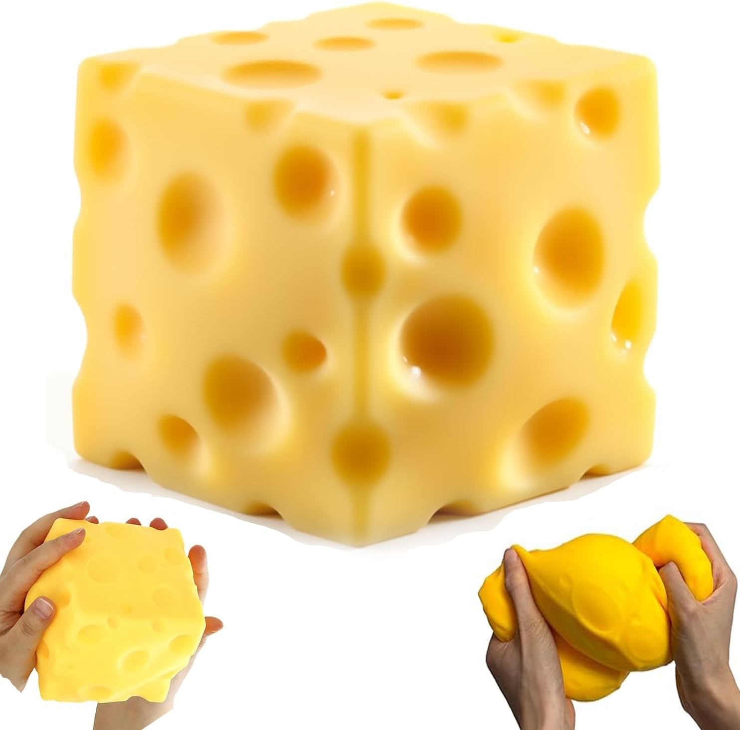 Big Cheese Squishy , Jumbo Squishy Cheese Block Stress Relief Fidget Toy,Large Size Viral Squeeze Toys for Holiday & Birthday Gifts (Large)