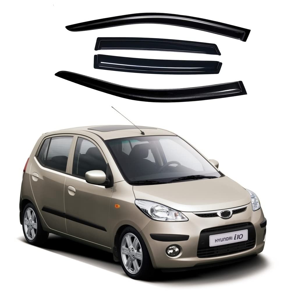 ModifyStyle Unbreakable Door Visor/Wind Deflector/Rain Guard Compatible for Hyundai i10 (2007 to 2009) Type 1 (set of 4pc)