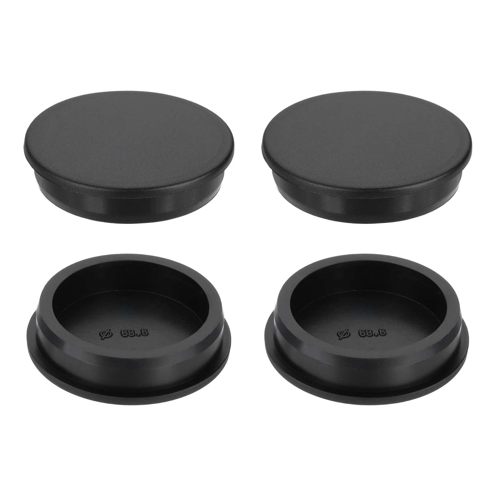 sourcing map 4Pcs Silicone Hole Plug 68.6mm, Black High Temp T Type Rubber Stoppers for 67-68.3mm Hole, Waterproof Button Hole End Covers for Powder Coating, Sealing Plugs, Pipe Holes