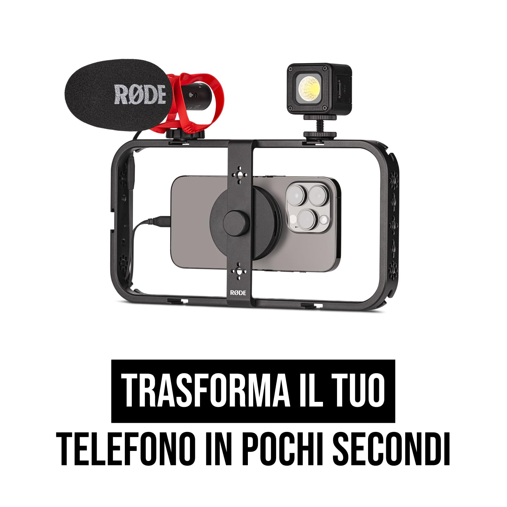 RØDE Phone Cage Gabbia Magnetica per Filmmaking Mobile, Per Creazione di Contenuti Smartphone, Cinque Cold Shoe, Gestione Cavi