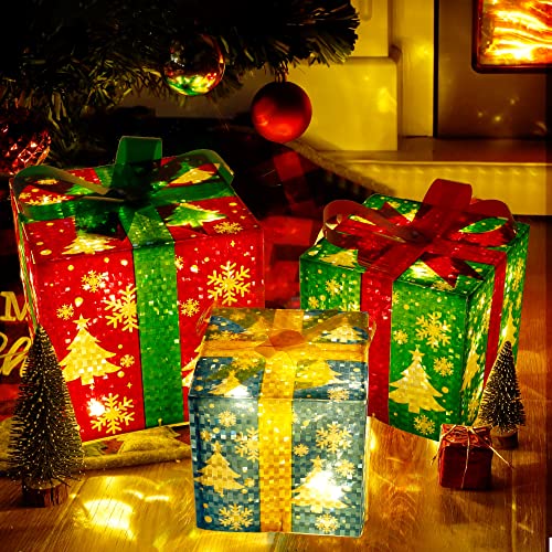 Yofit Set Of 3 Christmas Lighted Gift Boxes Decorations