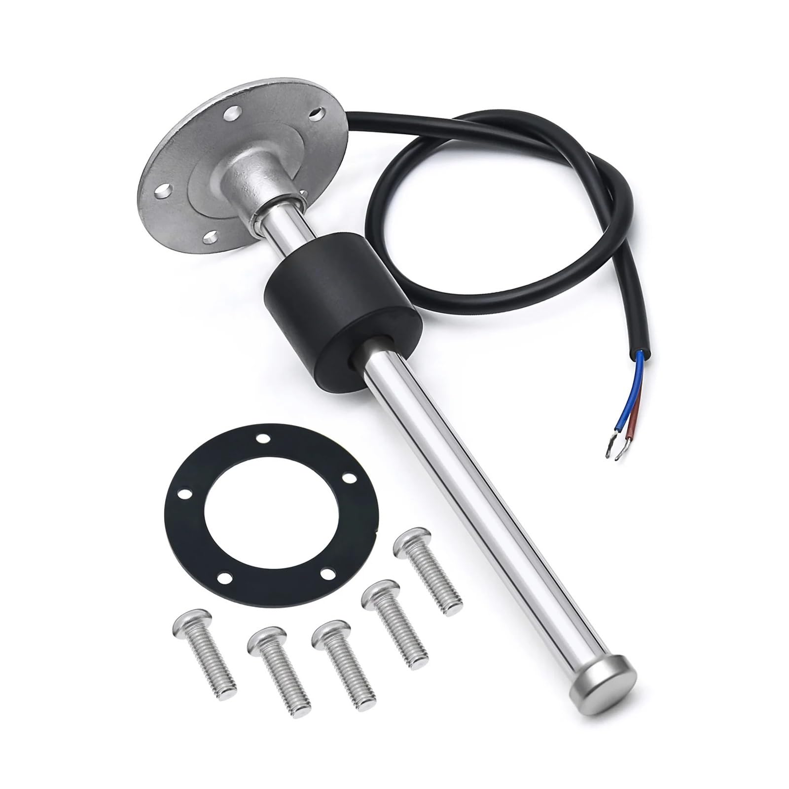 0-190 Ohm Fuel Level Sensor+Fuel Level Gauge With Alarm Light Digital 2" 52MM Dual Gauge Water Temperature Meter Boat Car 12V24V(250mm)