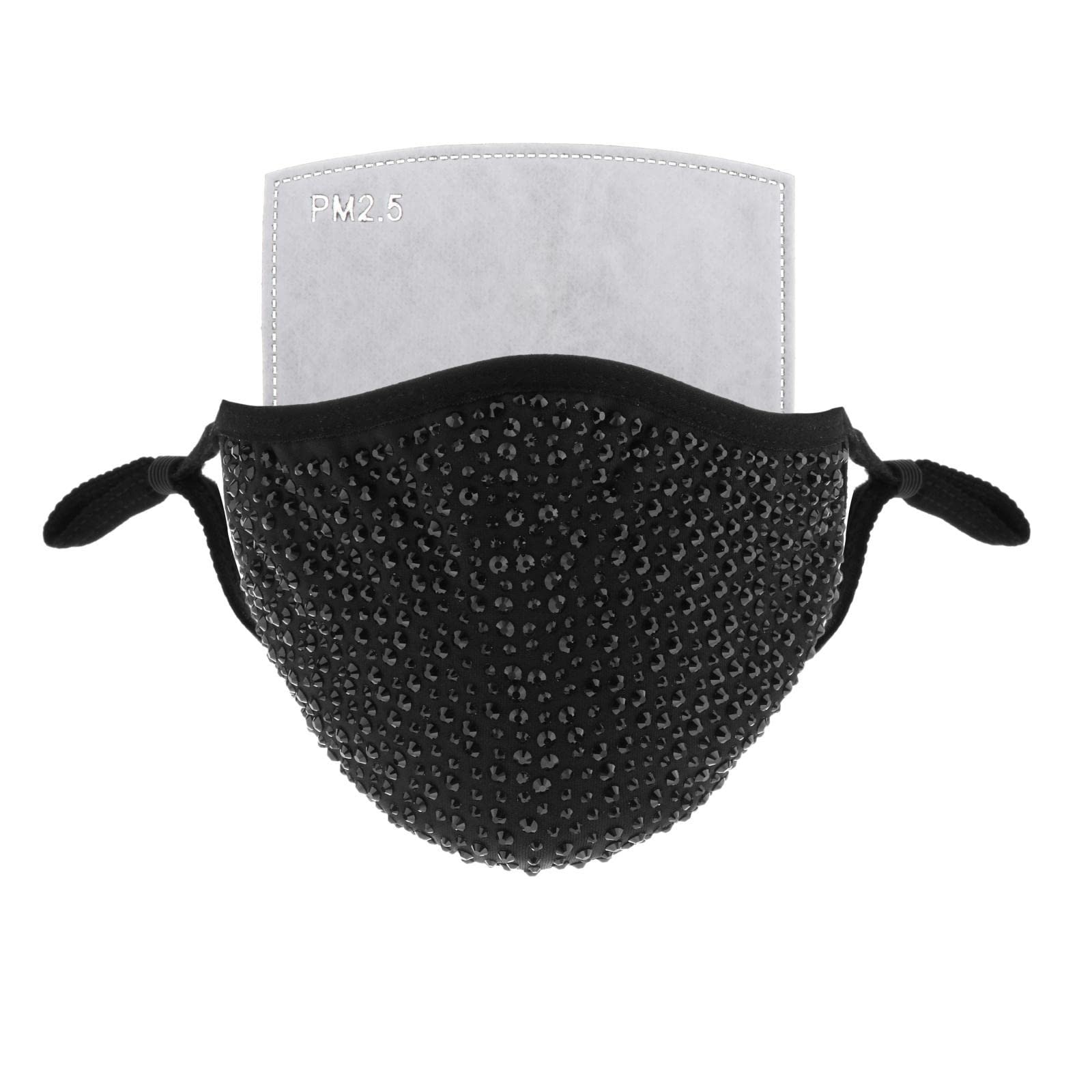 BNF®Rhinestone Bling Face Mask Sparkly Mask+PM2.5 Filter Black Black Diamond|Health & Beauty|Health Care|Other Health Care Supplies|Package Includes:1x Rhinestone Face Mask-image-37