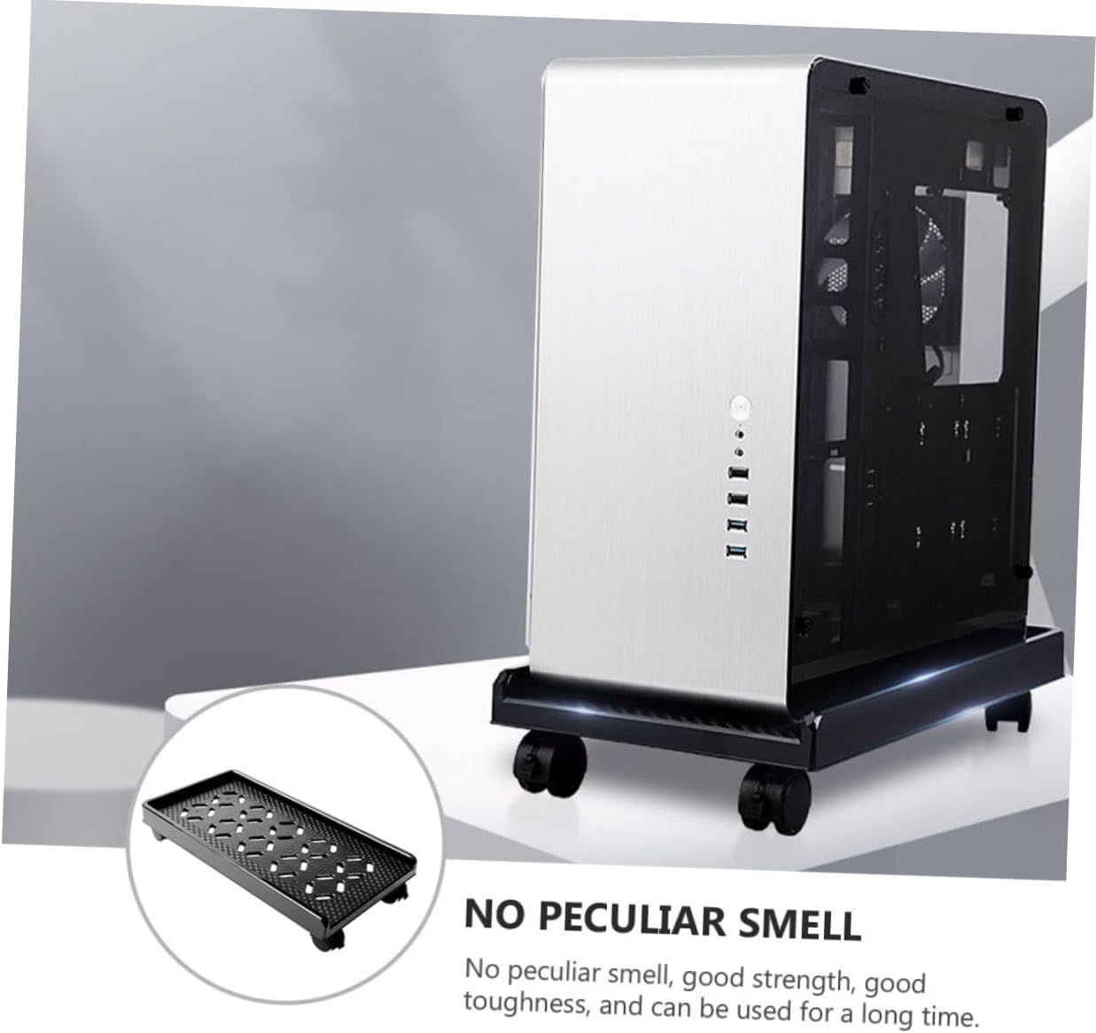 Lurrose Simple Design for Movable Host Rack Plastic CPU Stand Computer Tower Stand Cart Smooth Round Corners