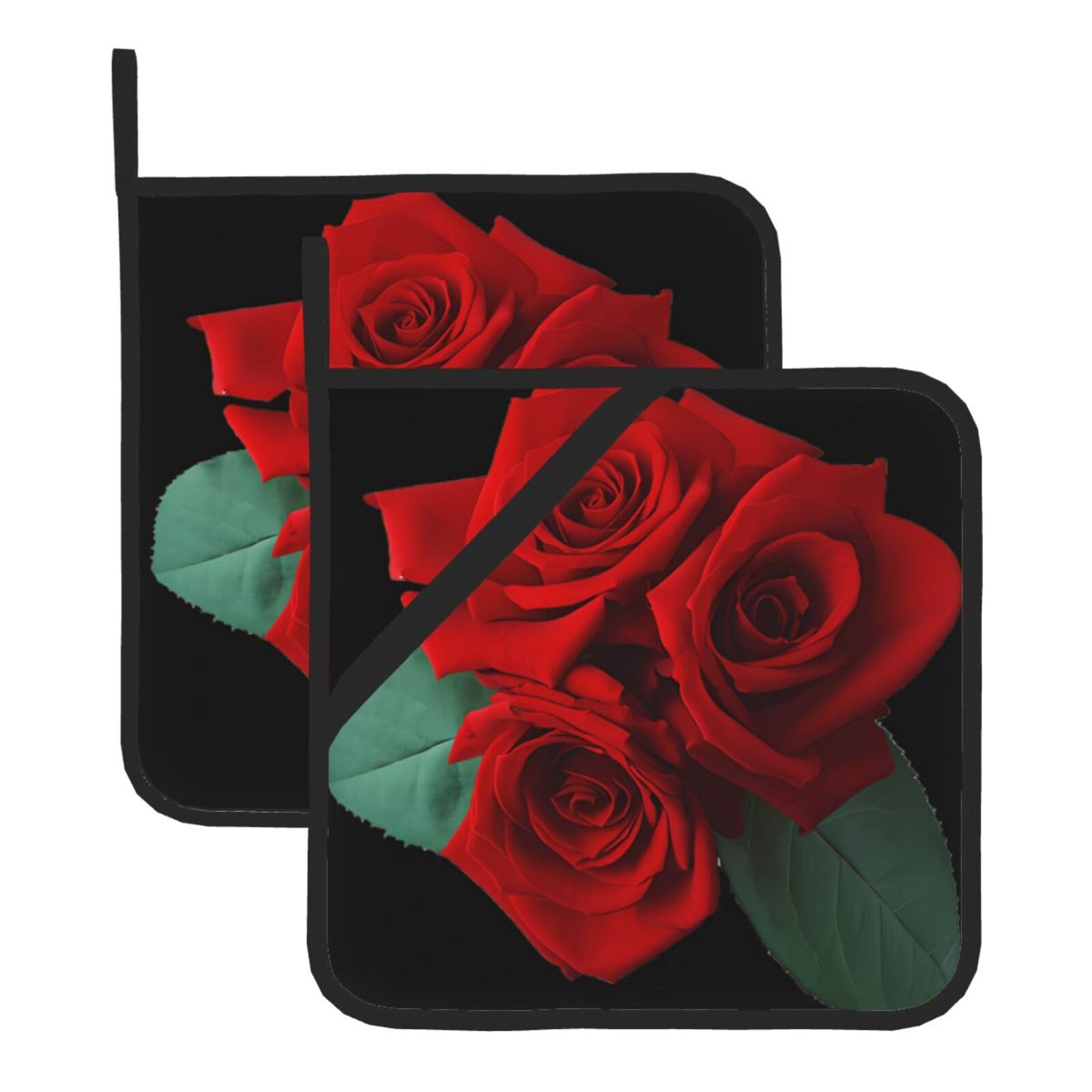 HJFCZH Gothic Rose Prints Square Hot Pads for Kitchen Counter - Waterproof Pot Holders, Durable Heat Resistant Throw Layers for Serving, Oven & BBQ - 2 Pack