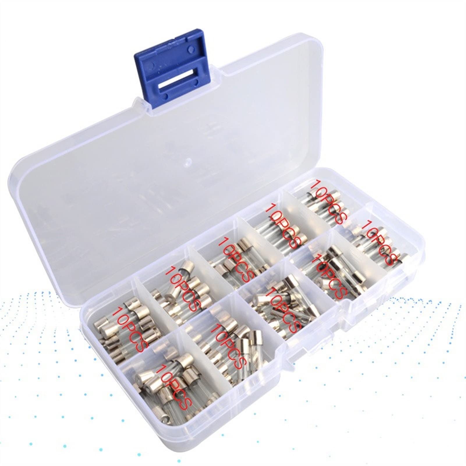 AVSBBYEPS Fuse 100Pcs Set 5x20mm Quick Blow Glass Tube Assorted Kits,Fast-Blow Fuses