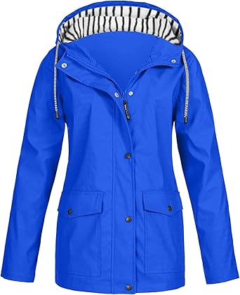 OIOLOYJM Yellow Rain Jacket Womens Waterproof with Hood Light Weight Jackets for Women Casual Fall Winter Plus Size Raincoat