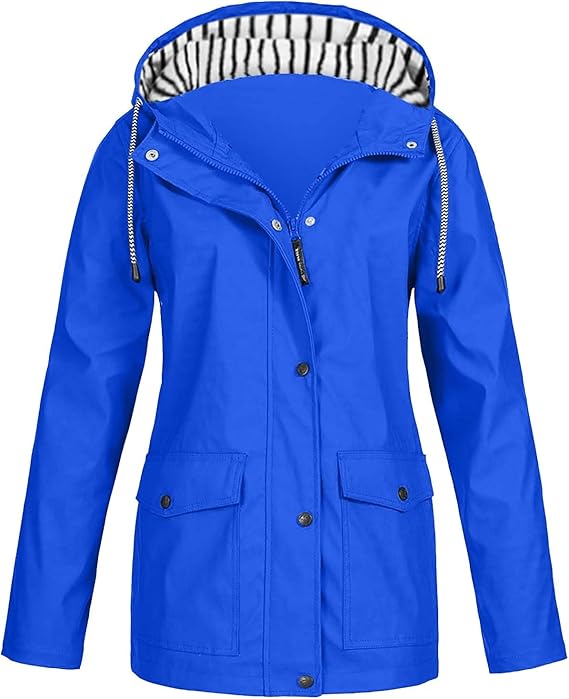 OIOLOYJM Yellow Rain Jacket Womens Waterproof with Hood Light Weight Jackets for Women Casual Fall Winter Plus Size Raincoat