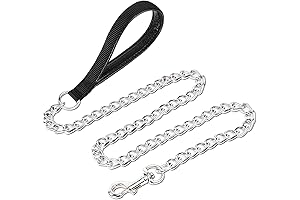 Bondage DOG Chain Leash, Metal Dog Leash Chrome Plated with Soft Padded...