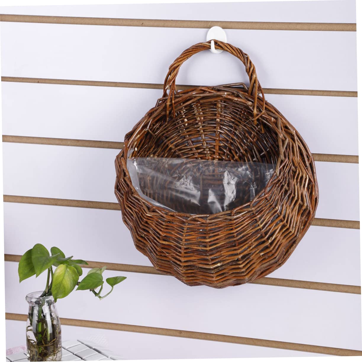 BESPORTBLE 2pcs Hanging Baskets Wicker Pot Rustic Basket Wall-Mounted