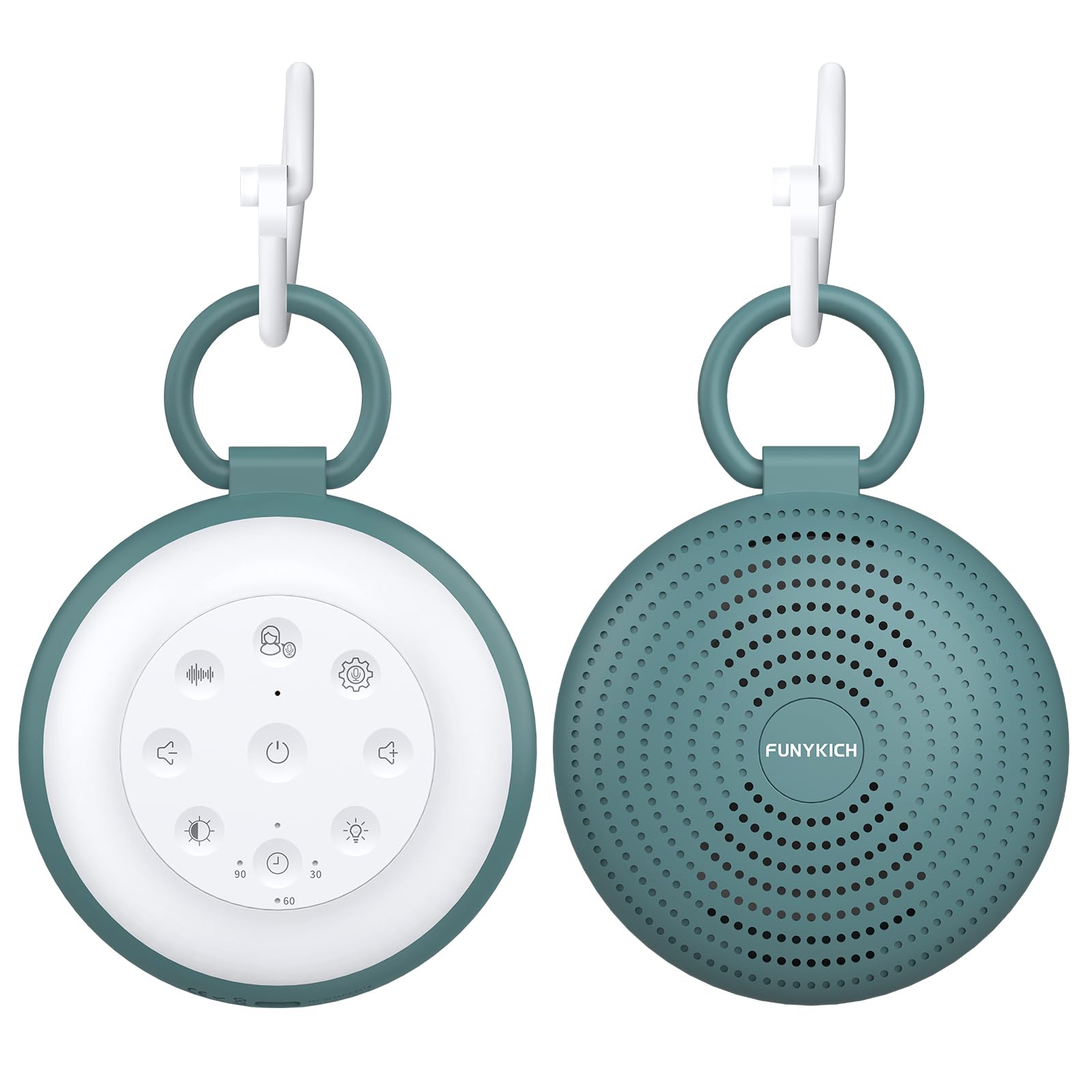 FUNYKICH Rumori Bianchi per Neonato con Funzione di Registrazione a 2 Segmenti e Altoparlante Senza Fili,24 Suoni Rilassanti,Macchina Rumore Bianco per Dormire Adulti con Luce Notturna e Timer,Blu