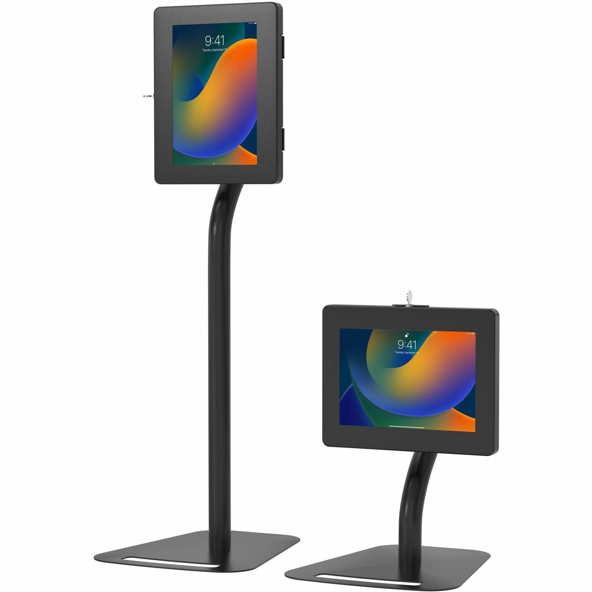 CTA Digital Premium Height-Adjustable Floor-to-Desk Security Kiosk Stand for Tablets, Black, For iPad 10.2 Inch, 11-Inch iPad Pro, iPad Air 3, iPad 5 & 6 & More (PAD-PARAFD)