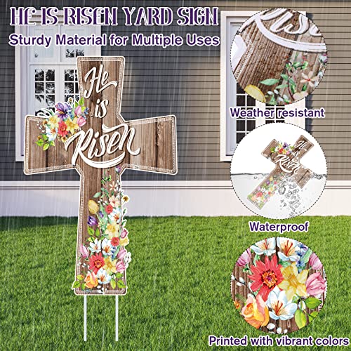 Panneaux religieux Happy Easter He Is Risen lot de 3 pour jardin
