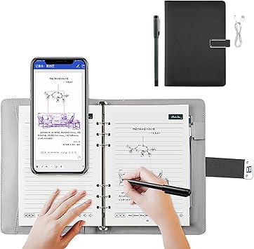 Smart Digital Pen Real-Time Sync Write on Paper Sync to Phone Mobile Voice to Text Sync Handwritten Notes Handwriting Voice to Digital Texts Storage Voice-Controlled Painting Black