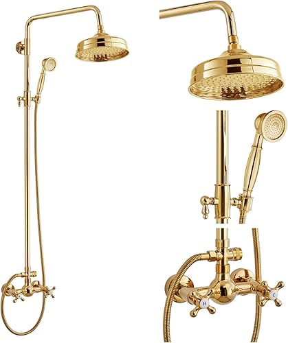 Accesorio de ducha de doble función fijado 8 cabezal de ducha de lluvia 2 pomos dobles mango cruzado