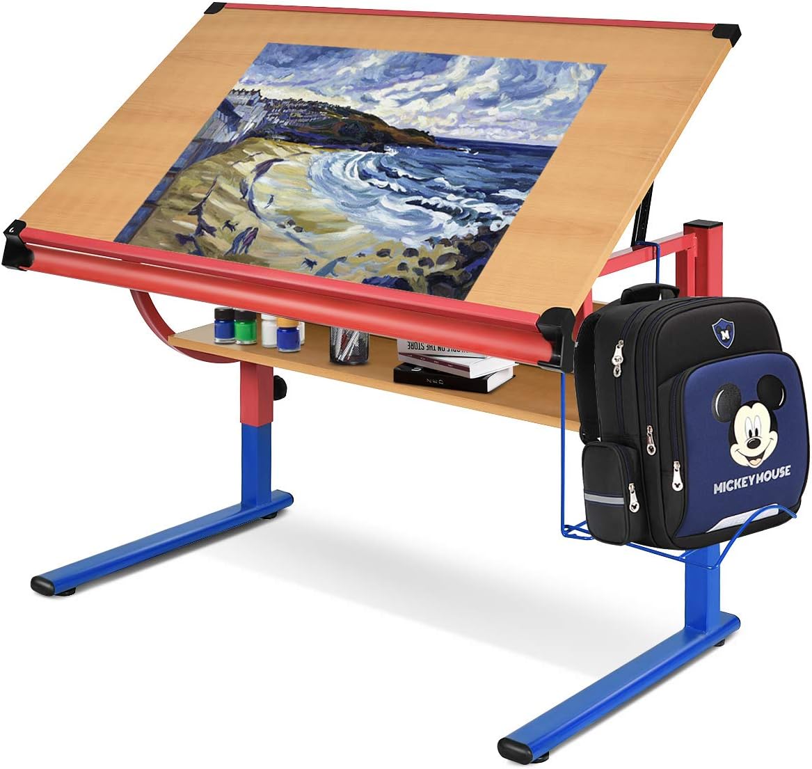 Tangkula Drawing Desk Adjustable Drafting Table Art & Craft Hobby Studio Home Office Furniture (Wood)