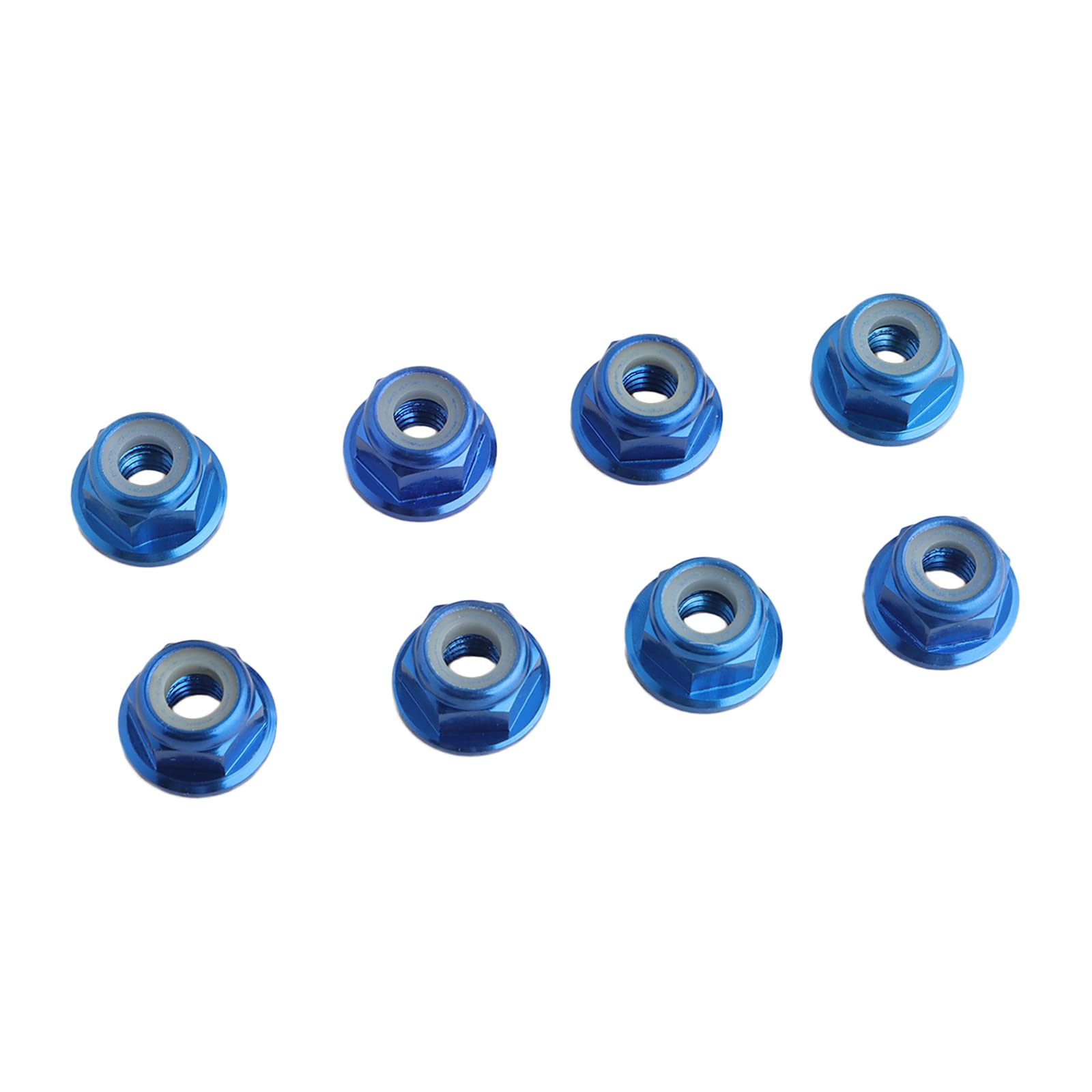 GDOOL 8PCS Flange M4 Lock Nuts Serrated Nylon Self-Tightening Aluminum M4 Wheel Hardware for Axial HPI TLR ECX Model RC Car Vehicles Upgraded