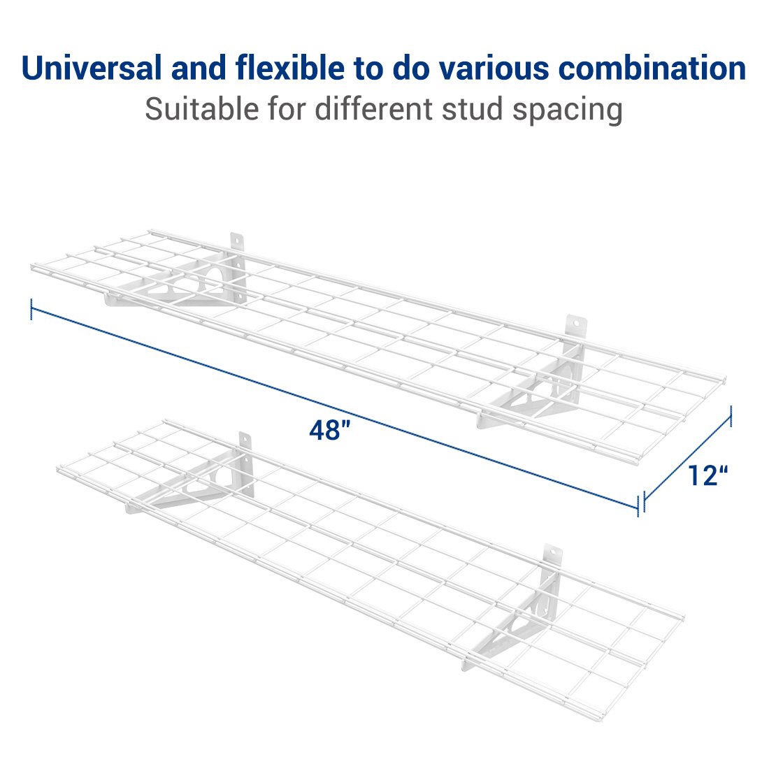 FLEXIMOUNTS WR14-SBA 1' x 4' Wall Shelf Garage Storage Rack (2 Pack), White, 12