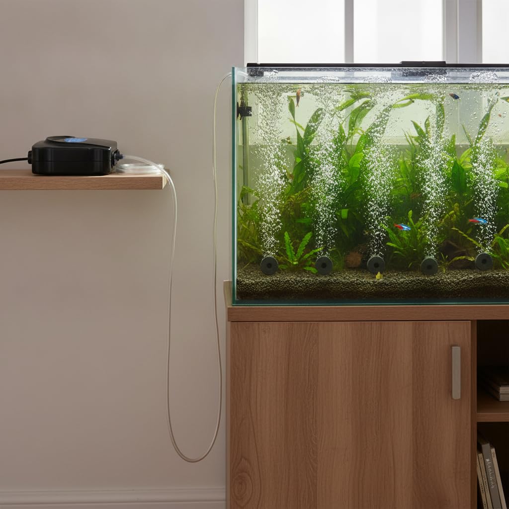 Aquarium Luftpumpe, leiser Betrieb, 12 W, 4 Anschlüsse
