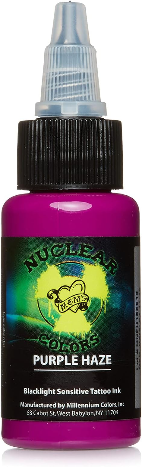 Moms Nuclear UV Tattoo Ink .5 ounce Purple Haze Ultra Violet USA 1/2 oz