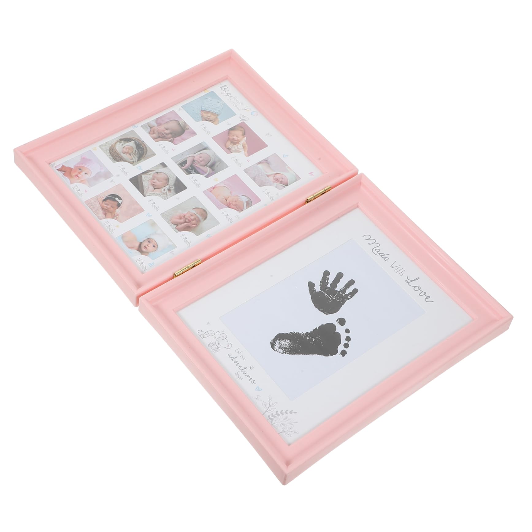 Unomor Baby Growth Frame Newborn First Year Handprint Footprint Frame PVC Plastic Unique Milestone Memory Present for Mom