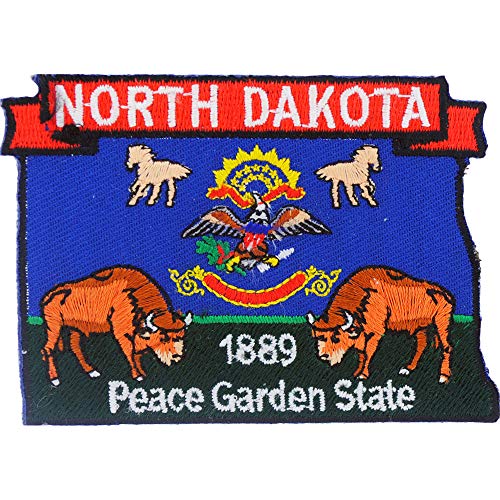 North Dakota State Shaped Map Embroidered Patch, with Iron-On Adhesive
