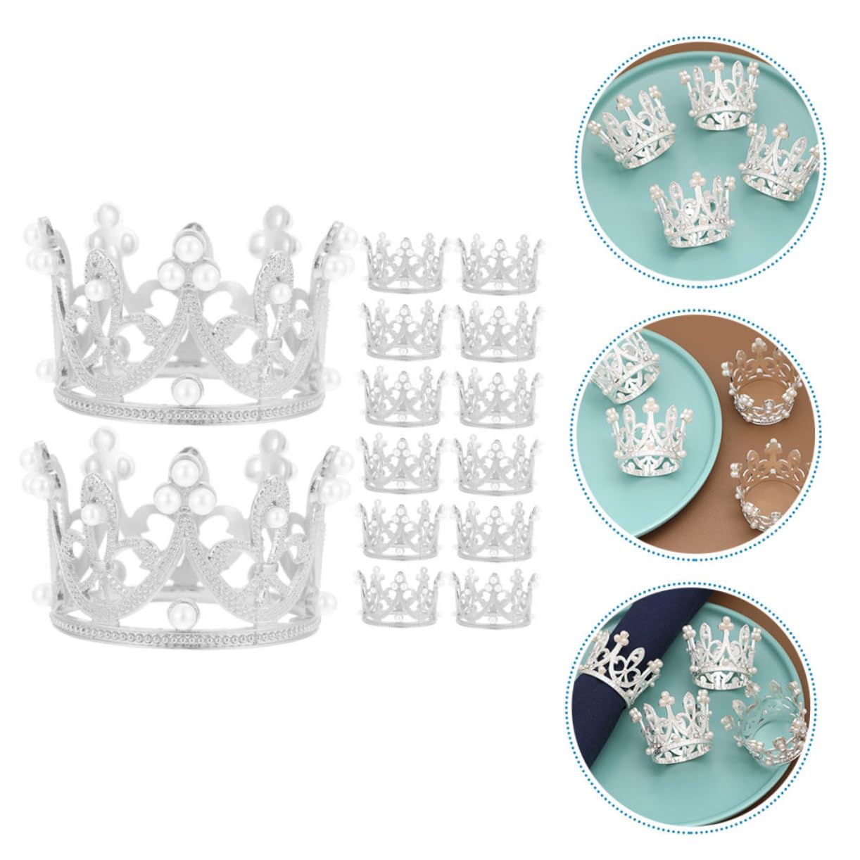 Anelli Portatovagliolo Corona in Lega di Zinco, 12 Pezzi Argento | Tavola Nuziale e Festa di San Valentino, Decorazione Leggera per Tovaglioli, Set Elegante da 12