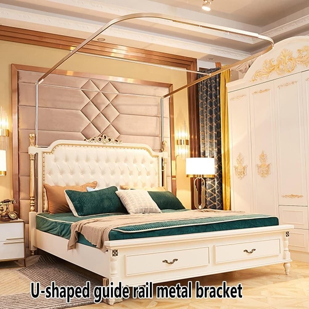 Sommer-Moskitonetz mit Metallhalterung, Einzel-/Doppel-Queensize-Bett, Vorhang, Schlafzimmerdekoration