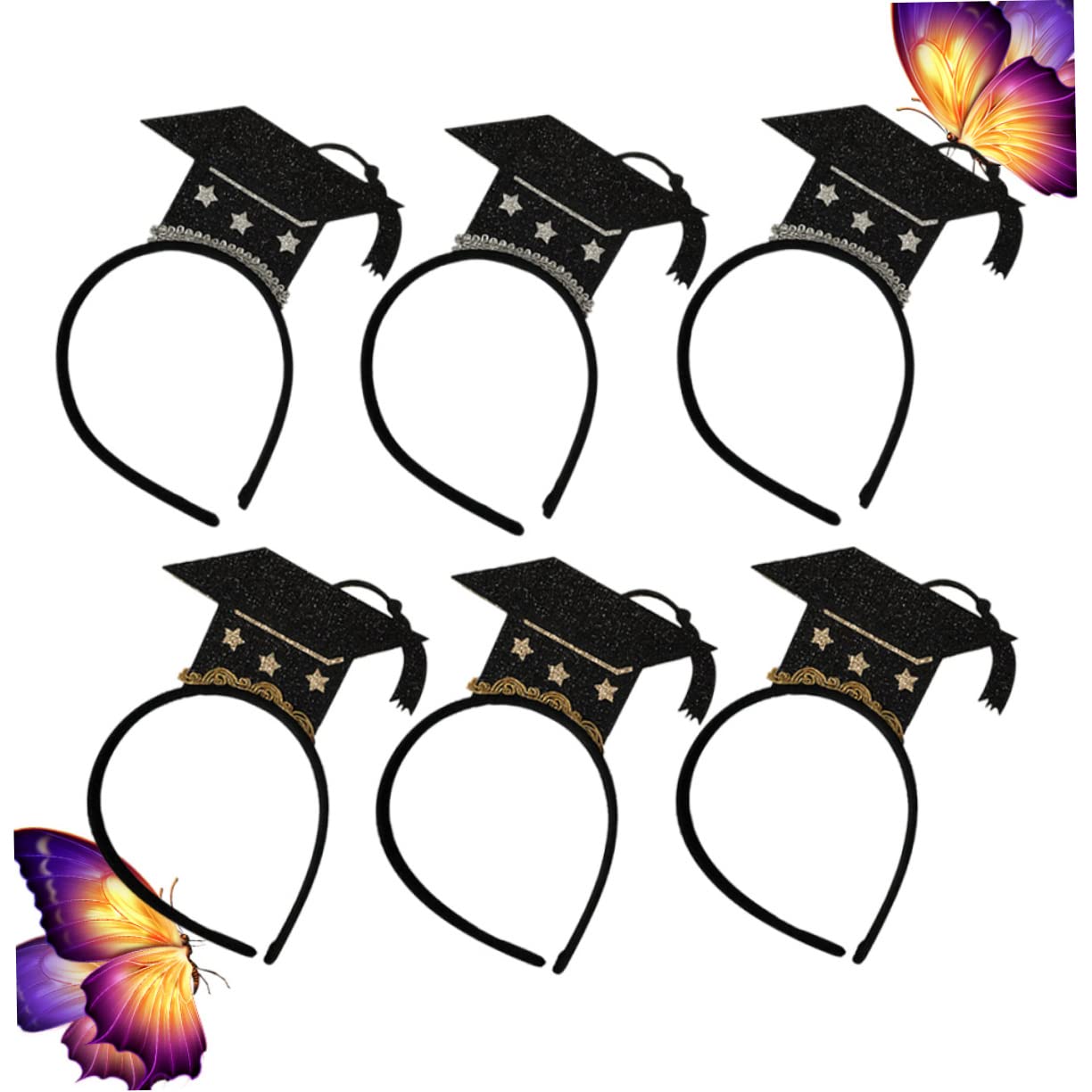 FRCOLOR 3 Set Di Fascia Per Unica Per Laurea Mini Cappello Da Dottore Accessorio Per Glitterato Per Copricapo Da Festa 6 Pezzi * 3