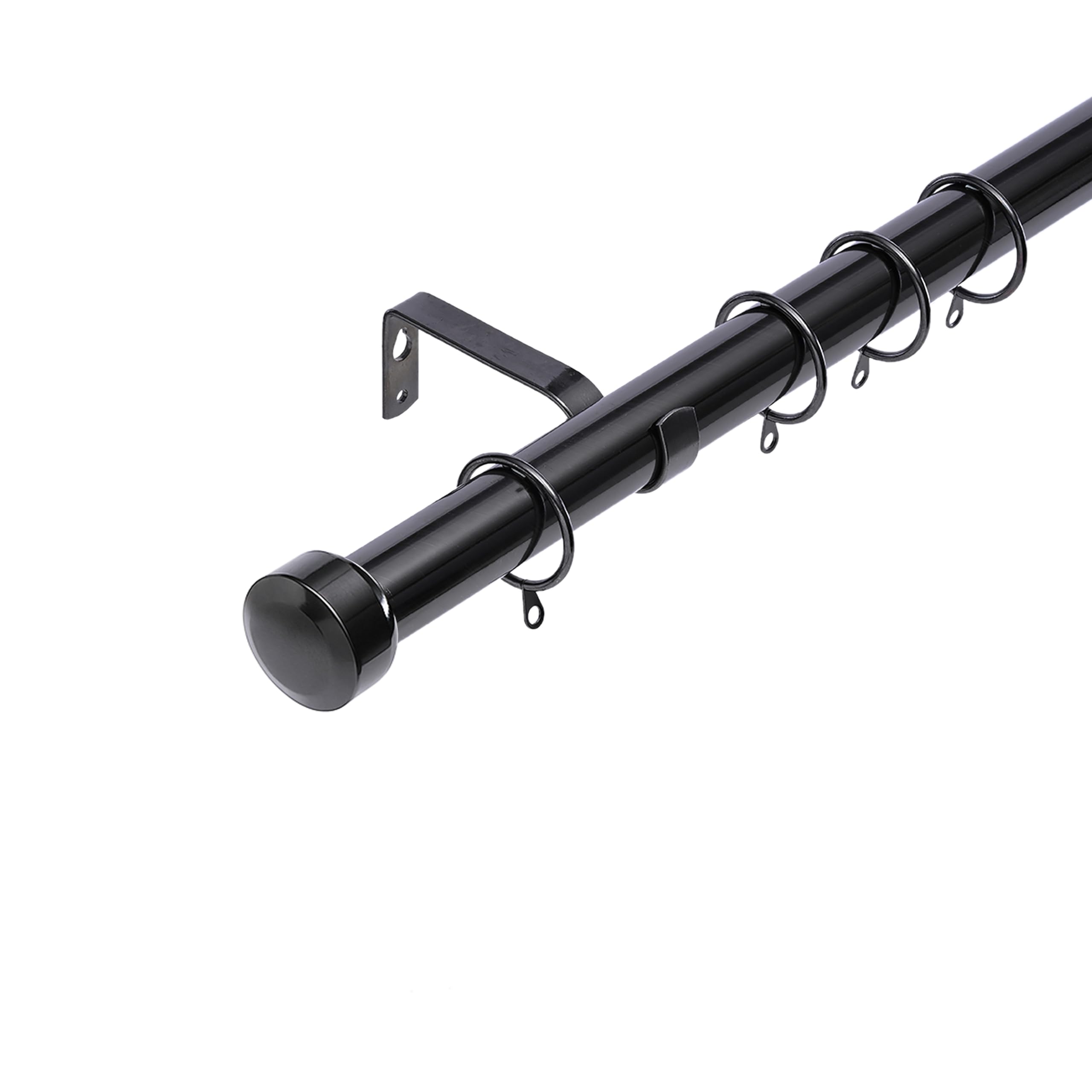 Lister Cartwright 28mm Black Nickle Adjustable Extendable Metal Curtain Pole Set Rings with Stopper Finial Voile Easy fit to Outdoor, Bedroom, Living Room (210-320 cm) — image 1