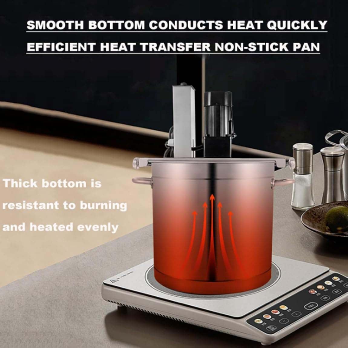 Hot Pot Seasoning Bottom Soup Sauce Stirrer,Commercial Food Stirrer Pot,Stainless Steel Gas Heeating,For Restaurant Food Factory Home Cooking,20l,20L