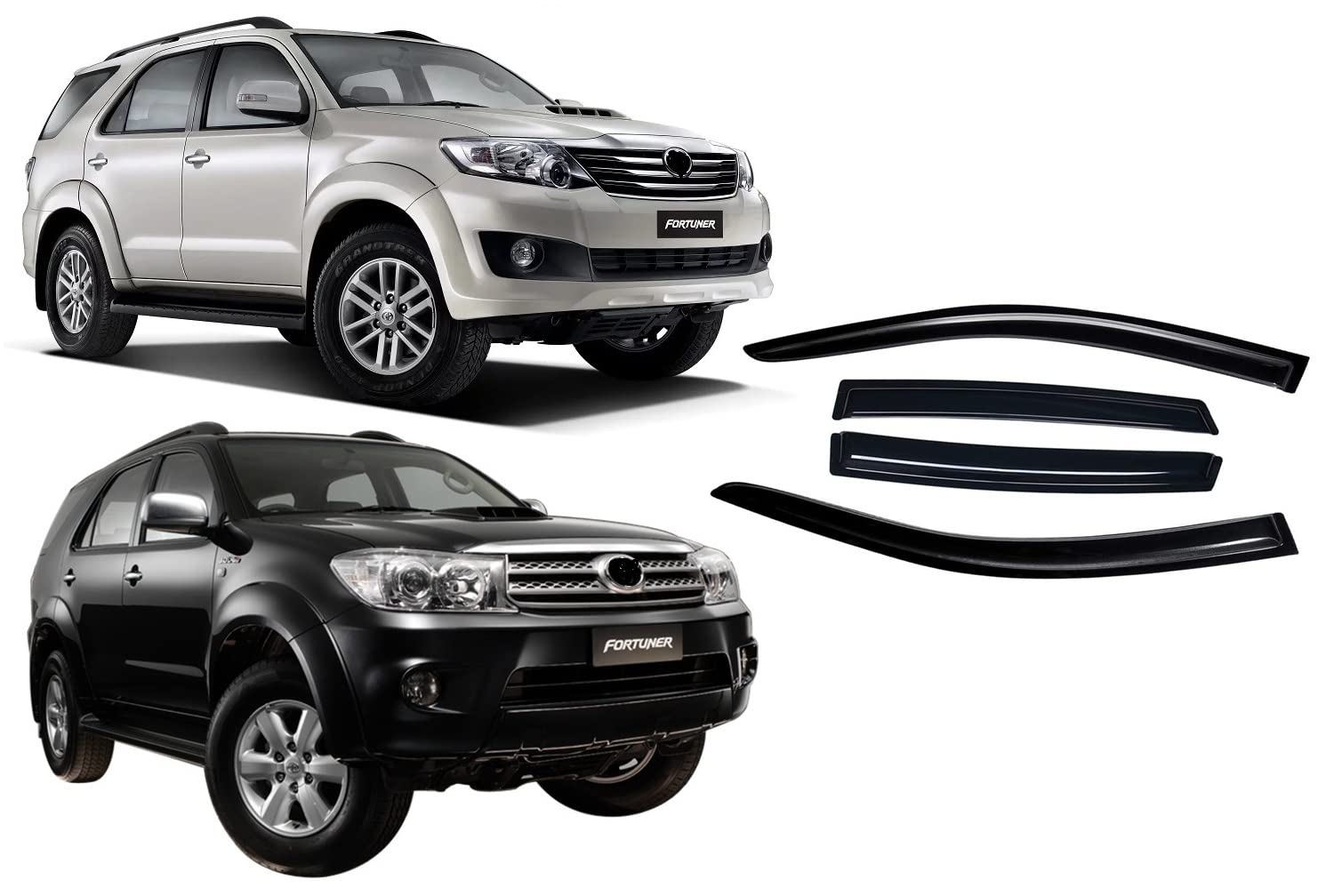 Mitra Unbreakable Door Visor/Wind Deflector Compatible for Toyota Fortuner (2009 to 2016) Type-1 & 2 (Set of 4pc)