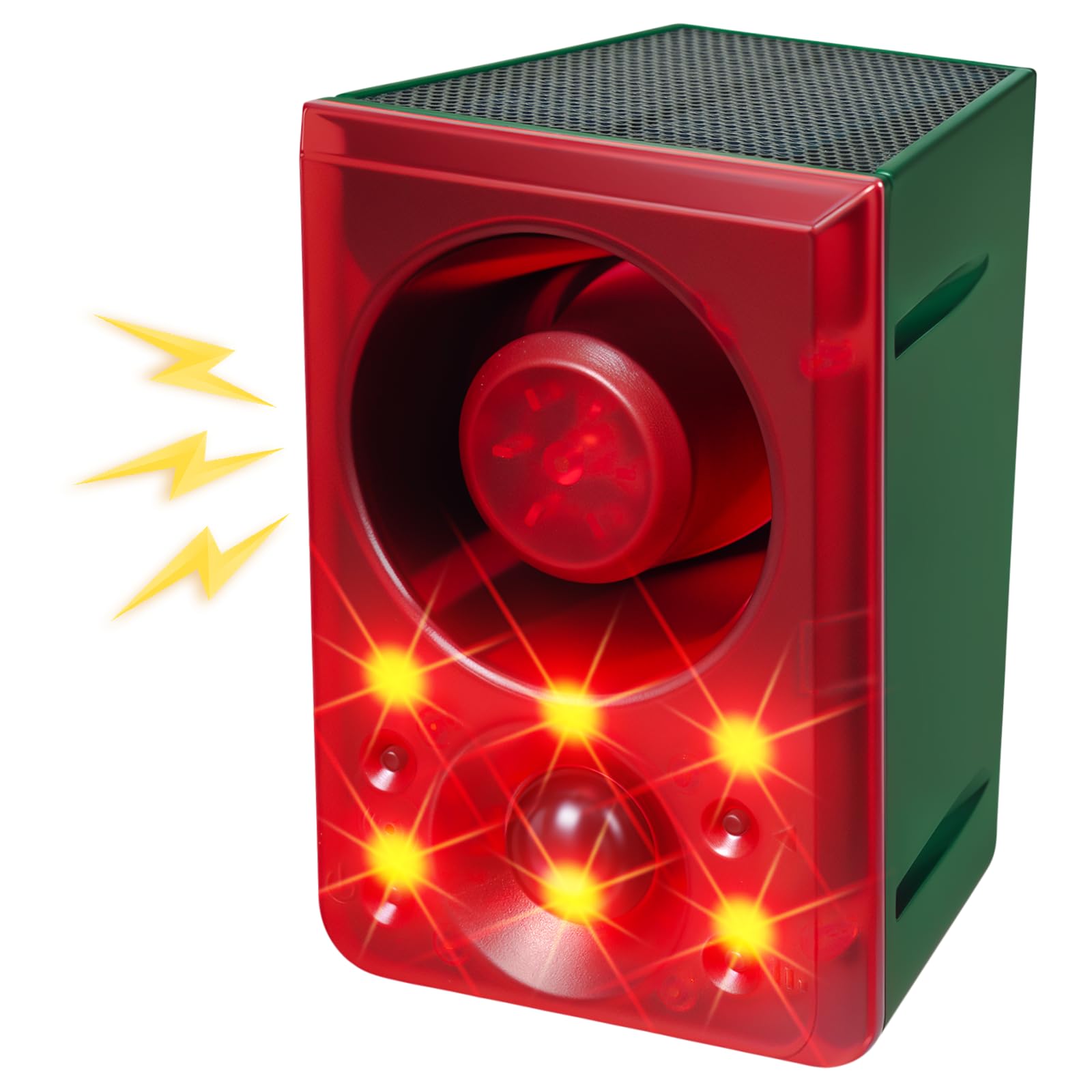 Solar Outdoor Motion Sensor Alarm with Dog Barking Sound,130db Motion Detector Alarm with Siren Light for Yard,Home,Chicken Coop,Villa,Farm,Barn